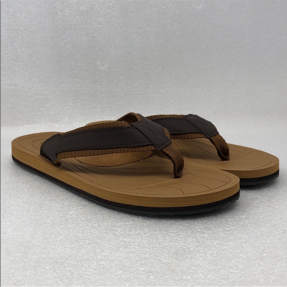 Strand Flip Flops for Men Brown & Tan Toe Post Sandals Size 11 Vacation Casual